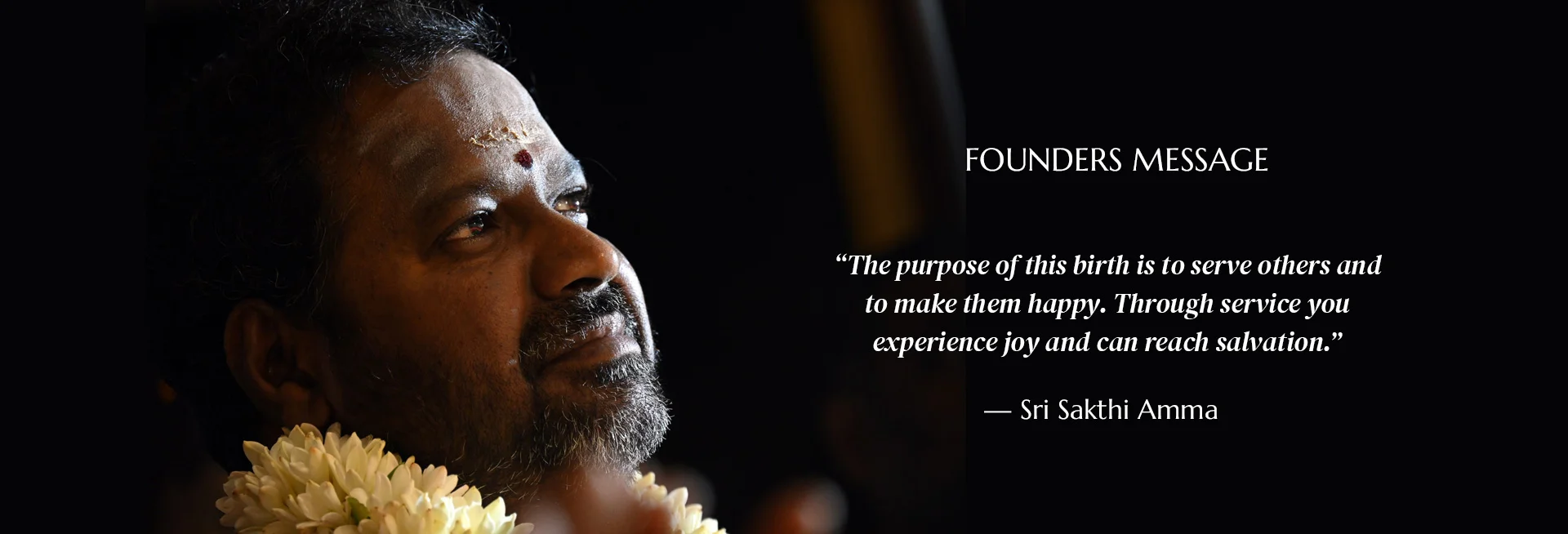 Founder's message at Sri Narayani Holistic Centre, promoting Ayurveda, Siddha & Varma healing practices