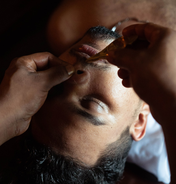 Nasya therapy for sinus cleansing and respiratory health at the Best Ayurveda Treatment Centre in India and the Best Ayurvedic Treatment in Tamil Nadu